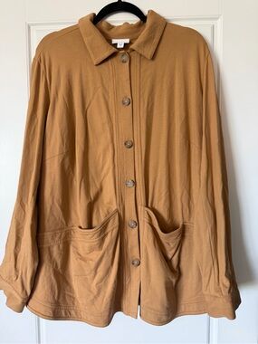 J. Jill Camel Button-Front Modern Barn Jacket